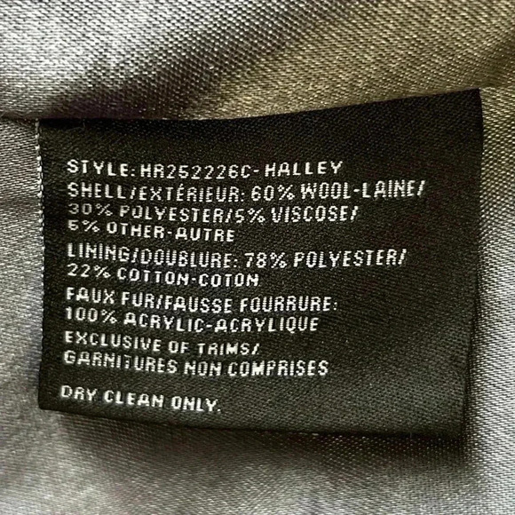 Hilary Radley Black Wool Winter Pea Coat Faux Fur Collar Size 12 - Picture 13 of 15